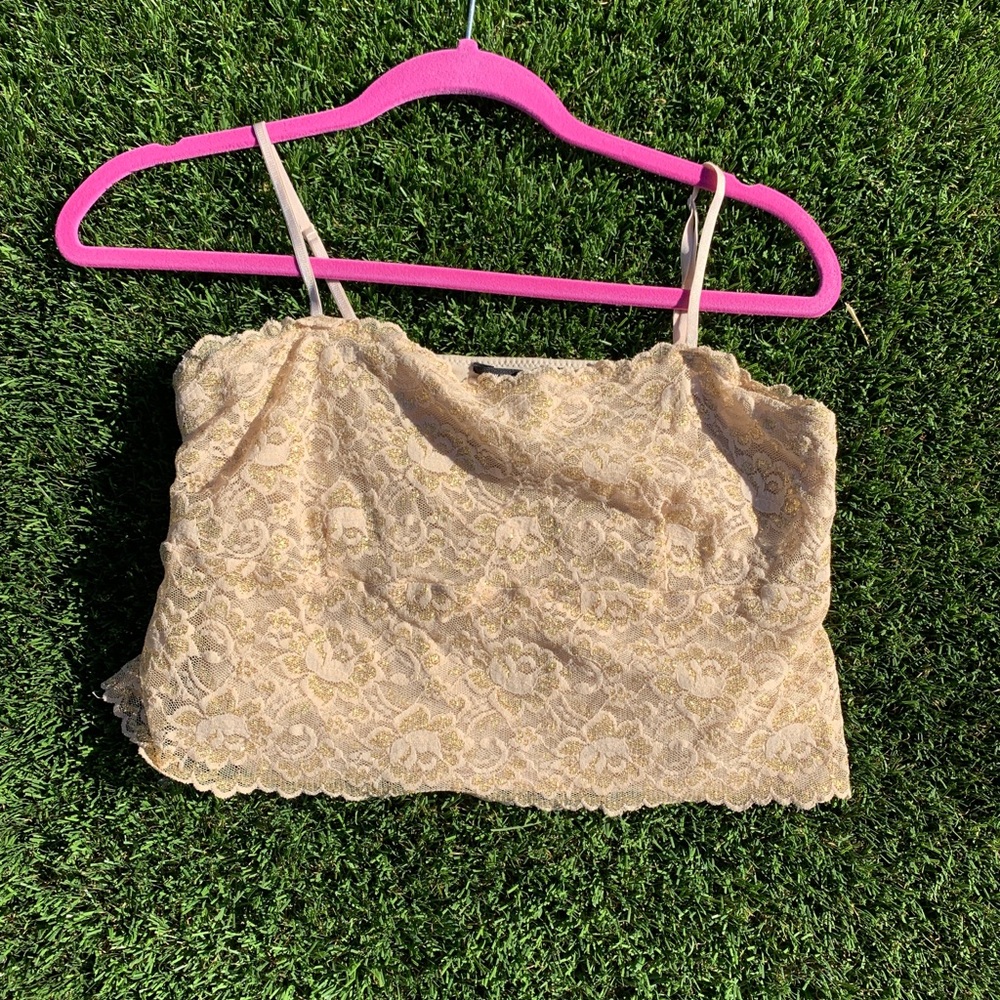 New York & Company Cropped Gold Lace Cami